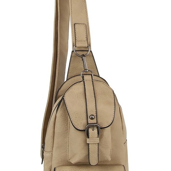 Mocha Buckle Pocket Sling Bag Backpack main image 5